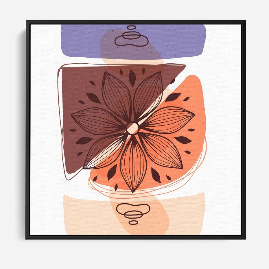 Obraz w ramie 50x50 - Kwiatowa Oaza - abstrakcyjna sztuka, plamy - rama czarna