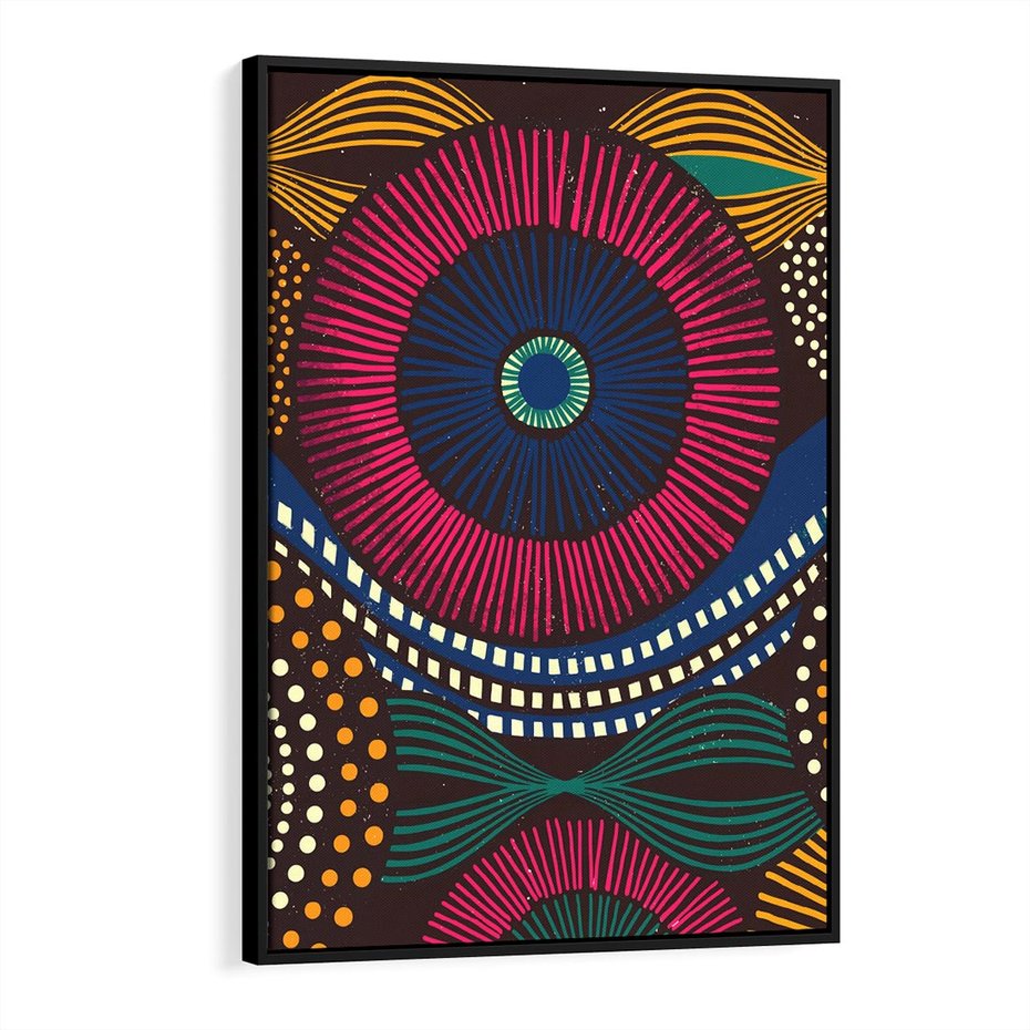 Obraz w ramie 70x100 - Energia Wzorców - enticzne wzory, kształty - rama czarna