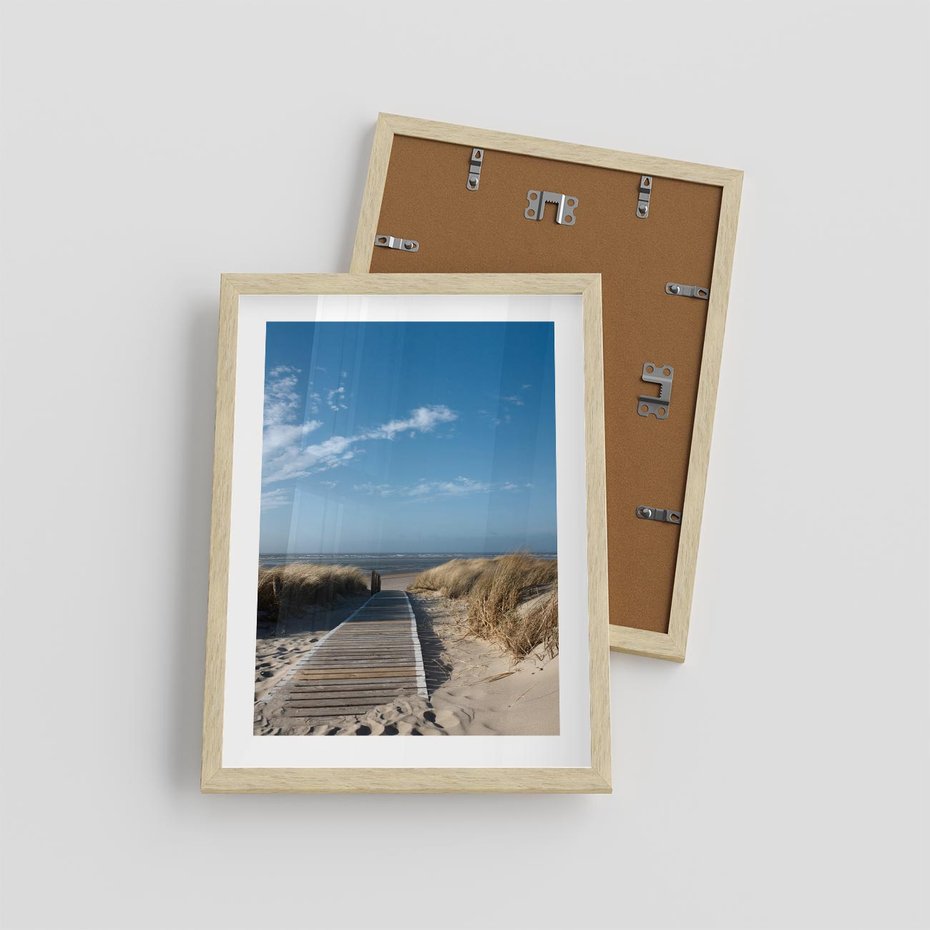 Plakat w ramie 30x40 - Boho na Plaży - plaża, pomost - rama drewno