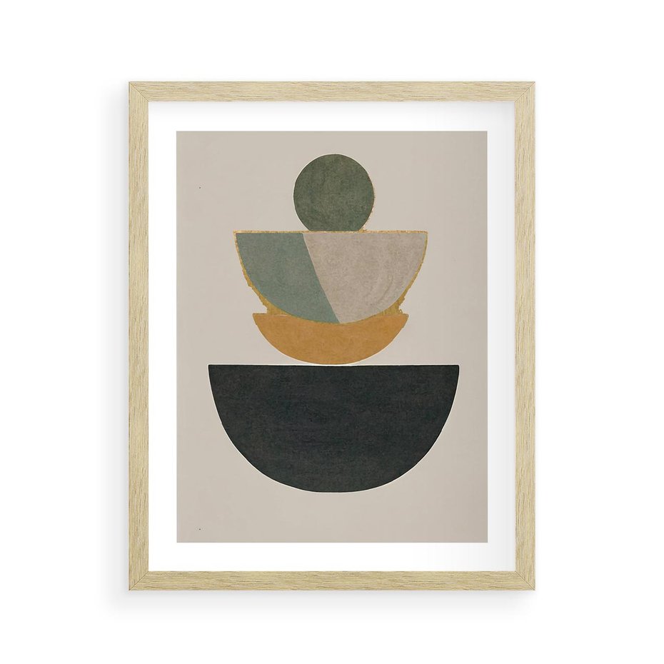 Plakat w ramie 40x50 - Podróżne Refleksyjne Odbicia - abstrakcyjny obraz, kolory ciepłe - rama drewno