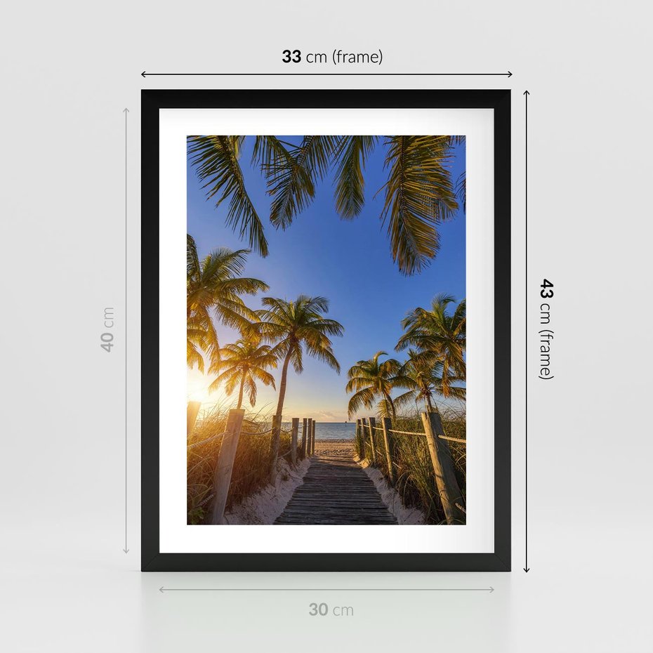 Plakat w ramie 30x40 - Rajskie palmy w tropikalnym raju - palmy, tropiki - rama czarna