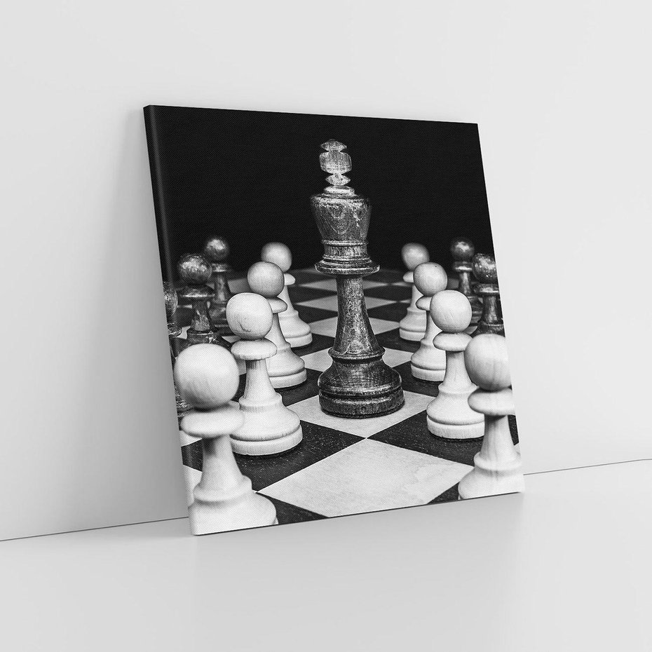 Obraz na płótnie 80x80 - Wzruszający Taniec na Szachownicys - szachy, gra