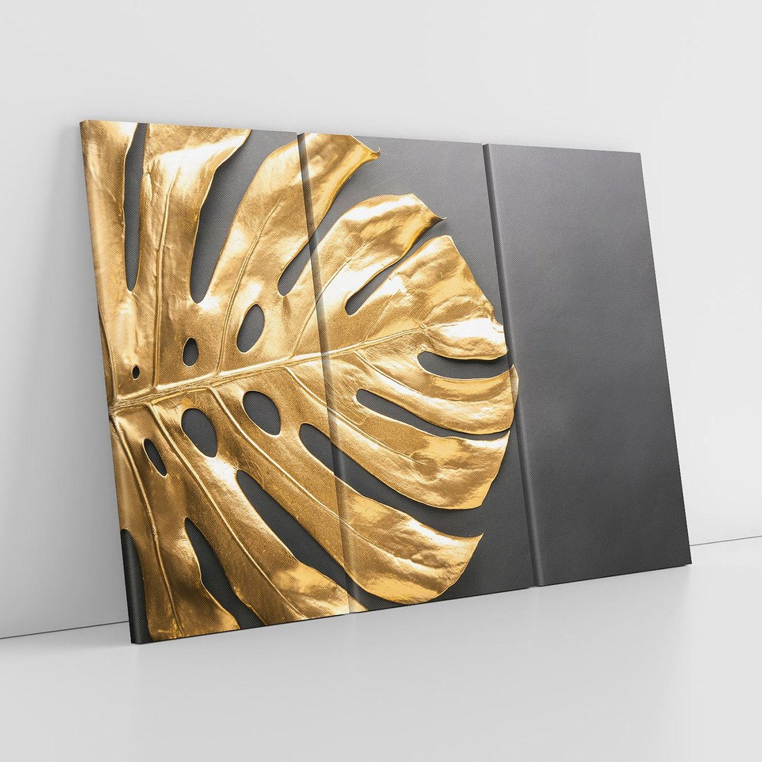 Obraz na płótnie 120x80 - Złoty Liść Monstera - złoty, liść