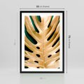 Plakat w ramie 50x70 - Piękno i Styl - złote, liście - rama czarna