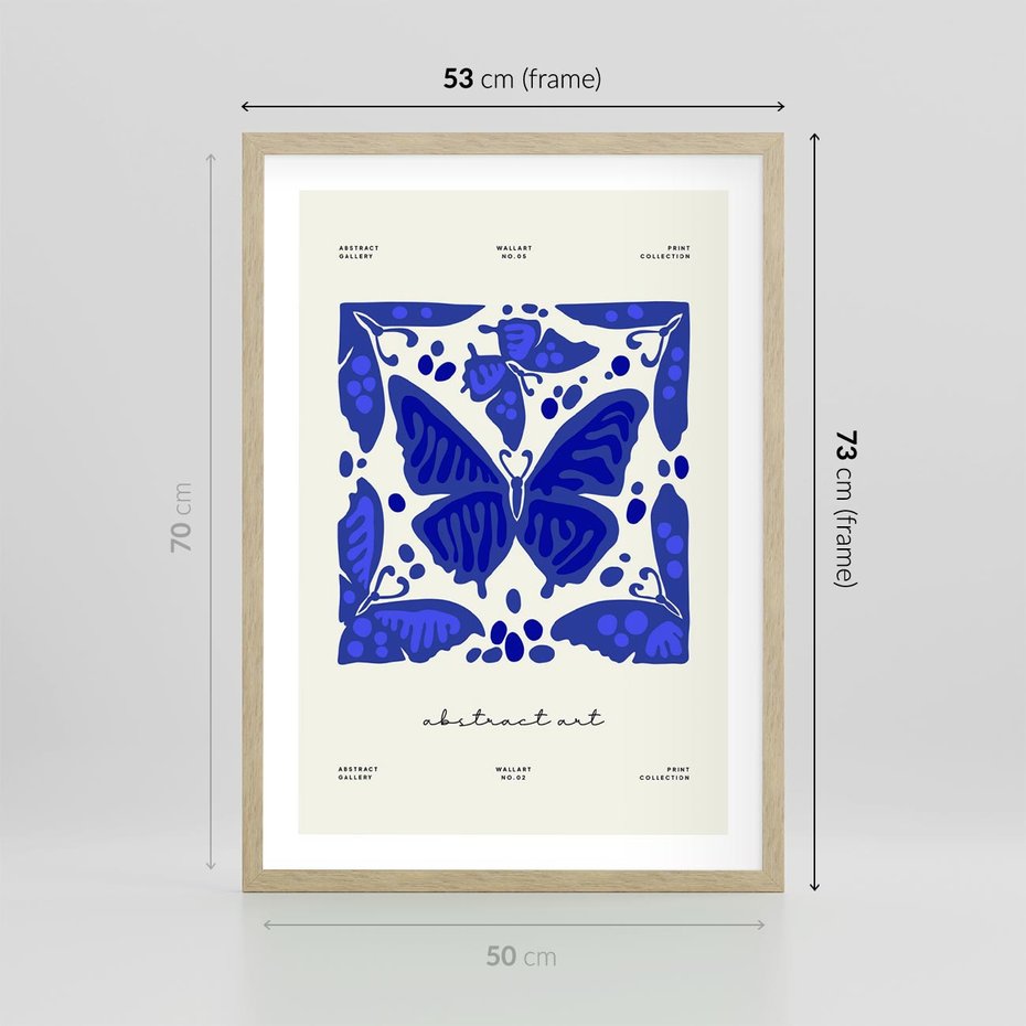 Plakat w ramie 50x70 - Wibracje Wnętrza - nowoczesny plakat, odcienie błękitu - rama drewno