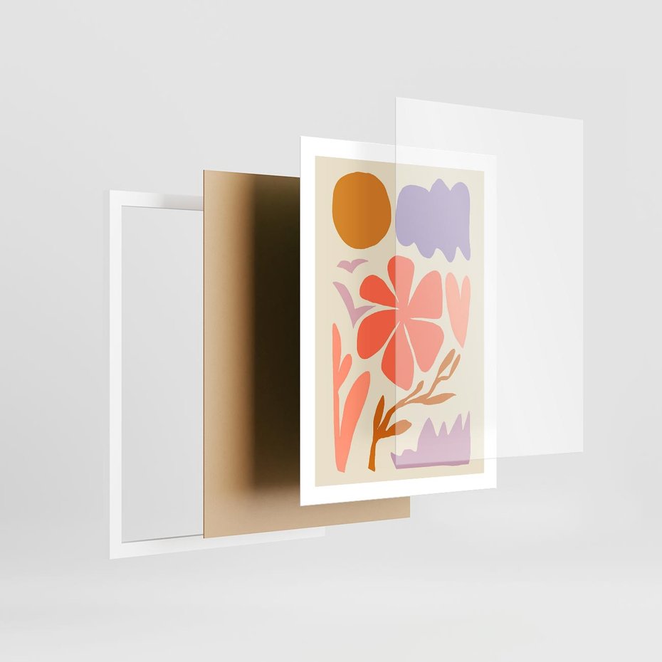 Plakat w ramie 50x70 - Nowoczesne Światło - abstrakcyjny obraz, pastelowe kolory - rama biała