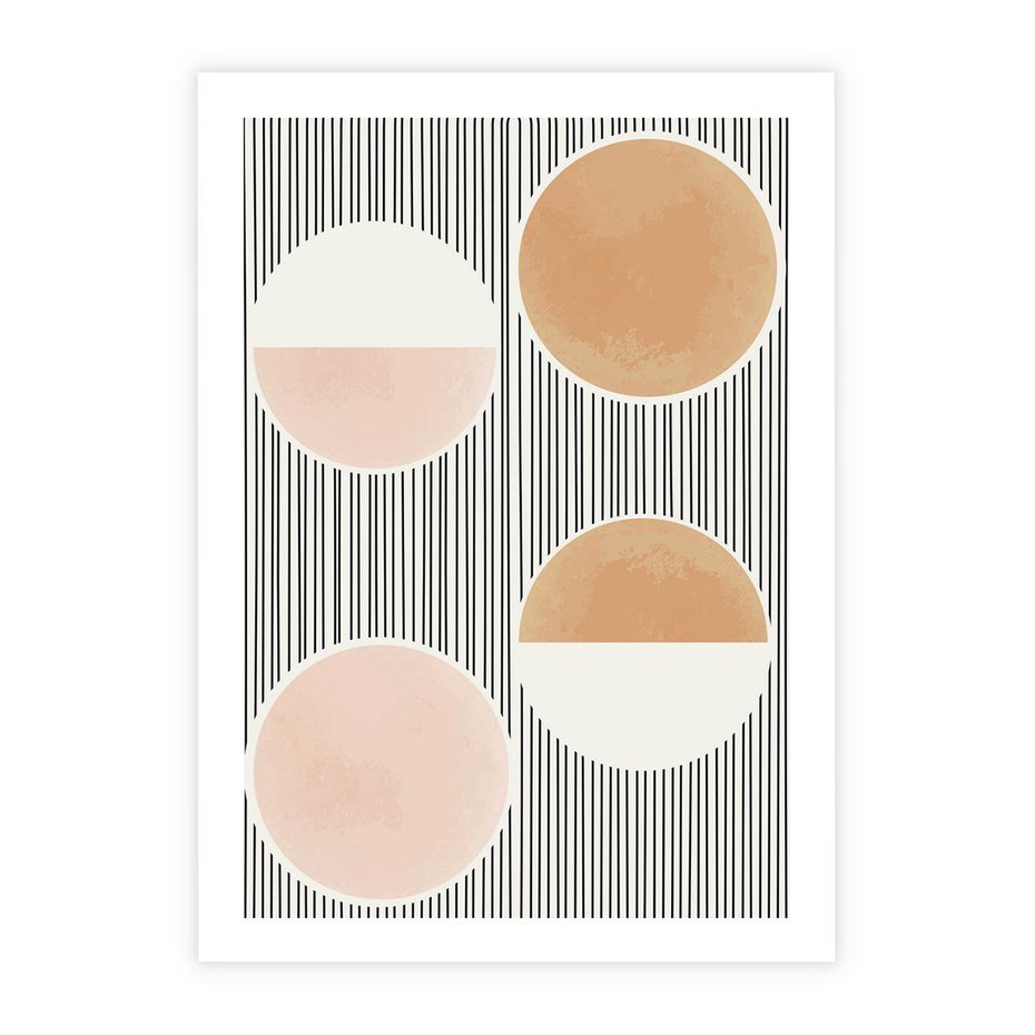 Plakat bez ramy 21x30 - Przenikające Kształty - abstrkacyjna nowoczesna sztuka, koła okręgi