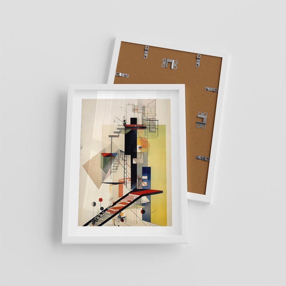 Plakat w ramie 30x40 - Kolorowe Wnętrza Inspiracji - abstrakcyjny obraz, jak kandinsky - rama biała