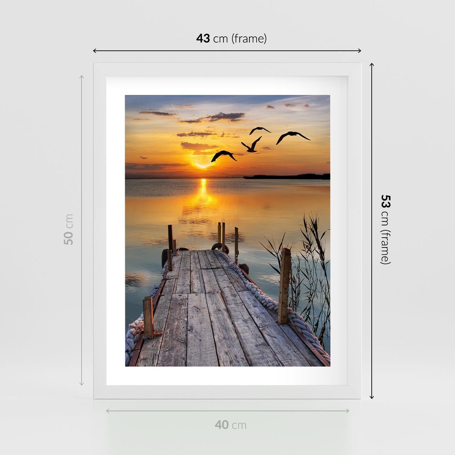 Plakat w ramie 40x50 - Magia zachodu słońca - zachód, słońca - rama biała