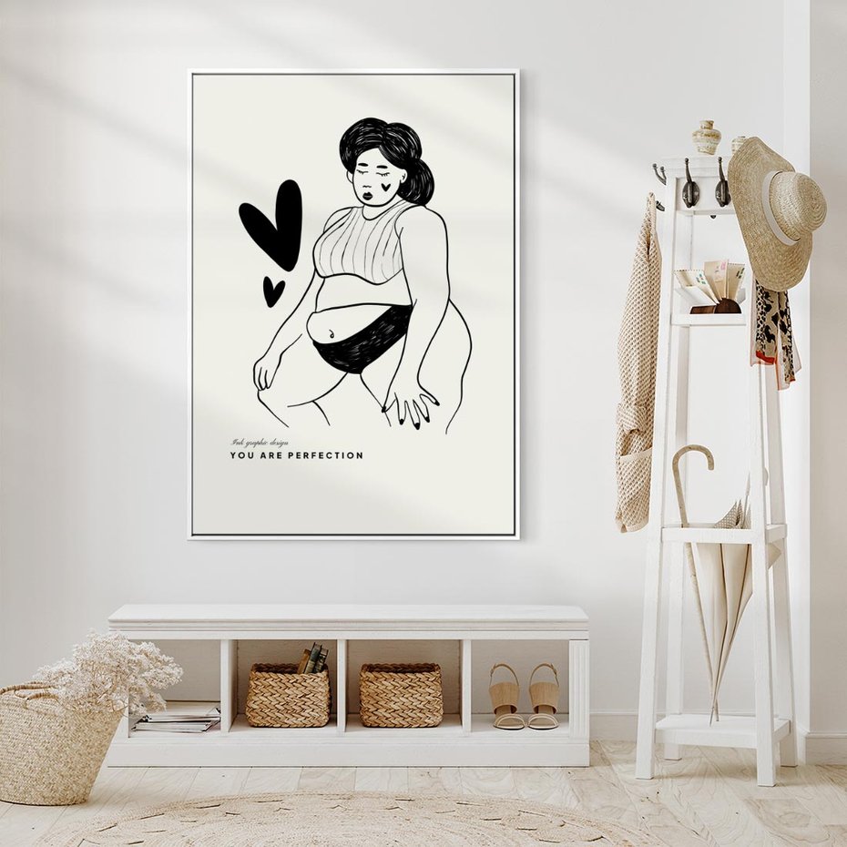 Obraz w ramie 50x70 - Wyrażenie Piękna - rysunek, sztuka nowoczesna - rama biała