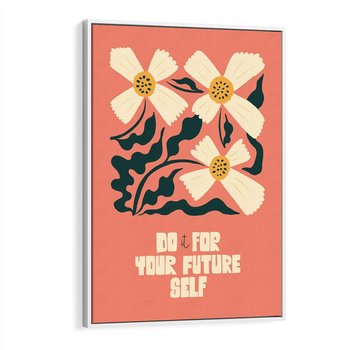 Obraz w ramie 50x70 - Mgliste Refleksje - nowoczesny plakat, różowe tło - rama biała