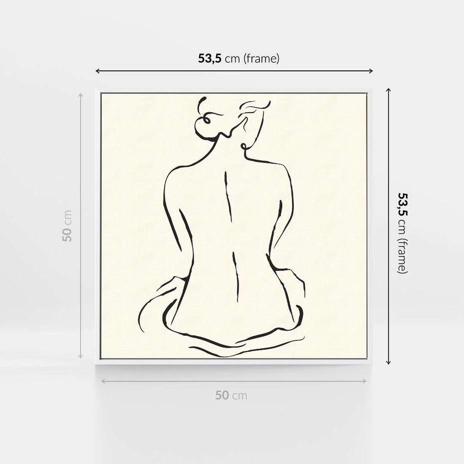 Obraz w ramie 50x50 - Migotliwa Symfonia - kobieta akt, minimalizm - rama biała
