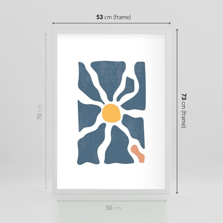 Plakat w ramie 50x70 - Kwiatowy Rezonans - nowoczesna kwiatowa grafika, styl retro - rama biała