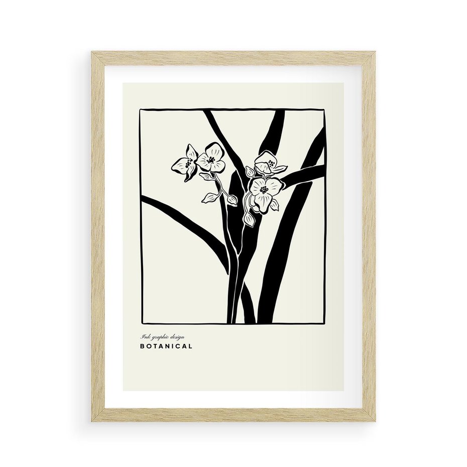 Plakat w ramie 50x70 - Symfonia kwiatowej ekspresji - kwiat, grafika - rama drewno