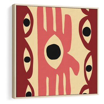 Obraz w ramie 50x50 - Migotliwe Kształty - abstrakcyjny obraz, boho styl - rama drewno