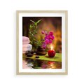 Plakat w ramie 40x50 - Światło Świecących Kwiatów w Spa - spa, świaca - rama drewno