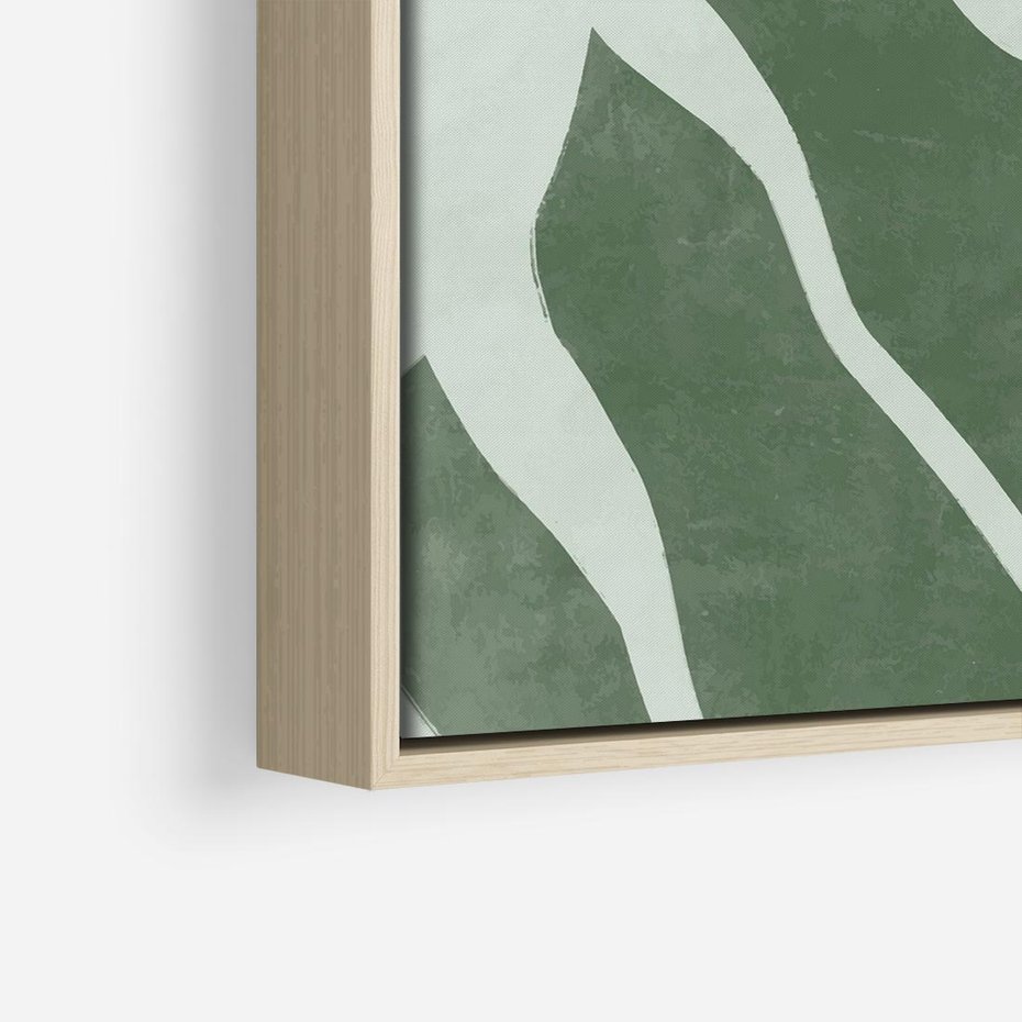 Obraz w ramie 80x80 - Zieleń Odpoczynku - zielony plakat, nieregularne splątane linie - rama drewno