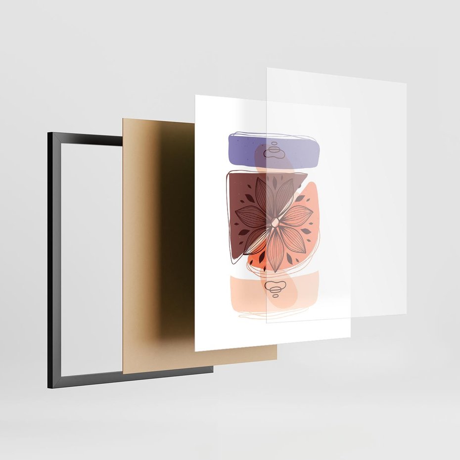 Plakat w ramie 40x50 - Kwiatowa Oaza - abstrakcyjna sztuka, plamy - rama czarna