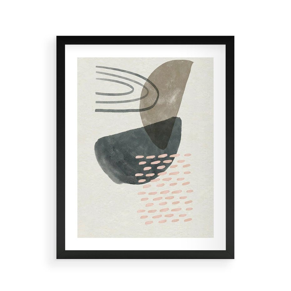 Plakat w ramie 40x50 - Geometria w Beżowych Odcieniach - abstrakcja, geometria - rama czarna