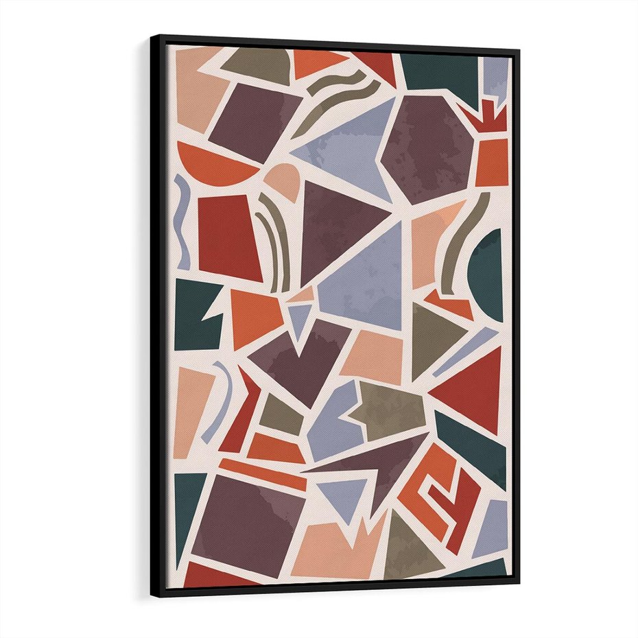 Obraz w ramie 70x100 - Intrygujące Rozbicie - gemoetryczne kształty, mozaika - rama czarna