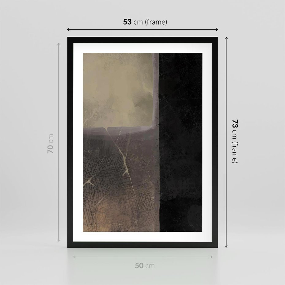 Plakat w ramie 50x70 - Kształty Urywane - mroczny plakat, nowoczesne wnętrza - rama czarna