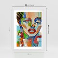 Plakat w ramie 30x40 - Kolorowe Formy - abstrakcyjny portret kobiety, twarz - rama biała