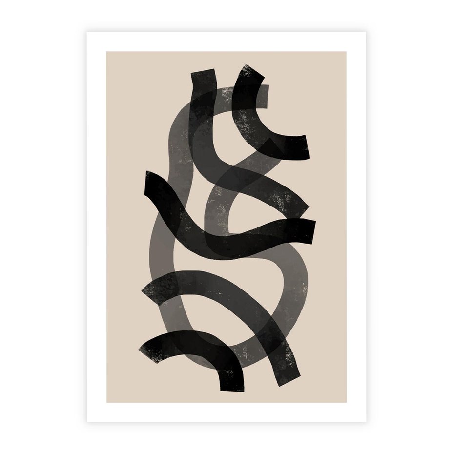 Plakat bez ramy 30x40 - Strukturalne Odbicia Innowacji - zaplątane minimalistyczne linie, na bezowym tle