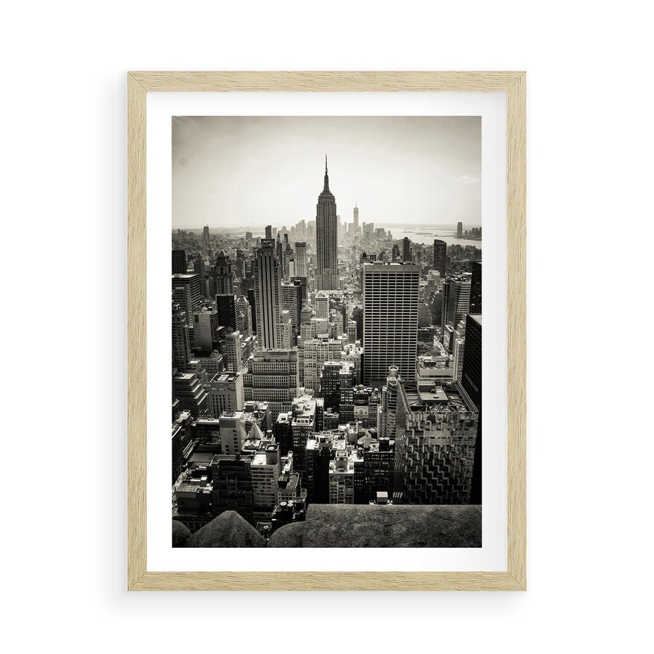 Plakat w ramie 50x70 - Dusza wielkiego miasta - Manhattan, Nowy Jork - rama drewno