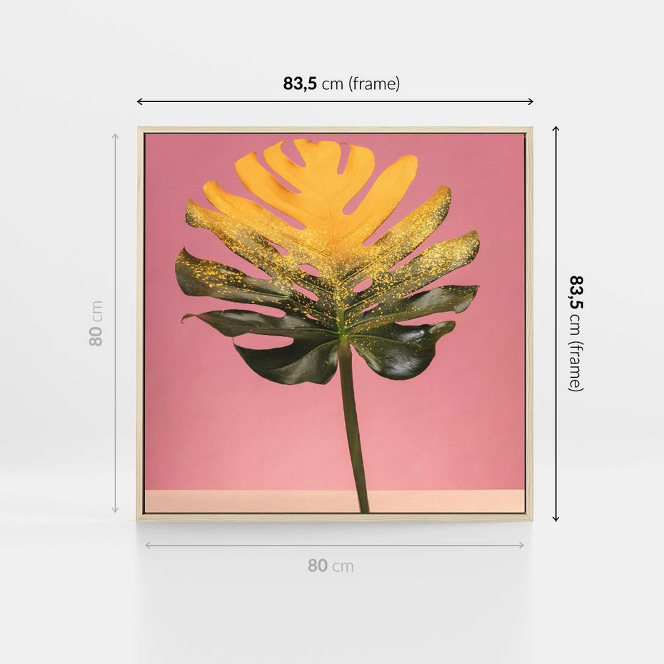 Obraz w ramie 80x80 - Majestatyczna monstera - monstera, liść - rama drewno