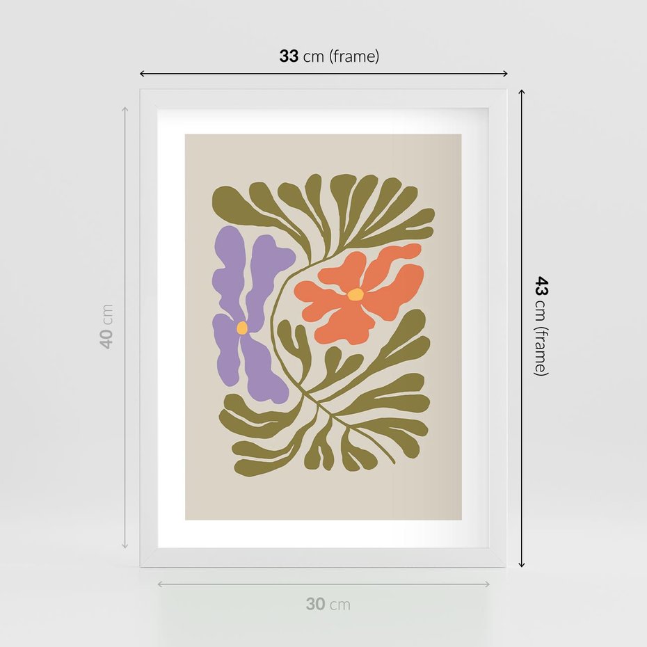 Plakat w ramie 30x40 - Bezgraniczne Impresje - kwiaty, abstrakcja - rama biała