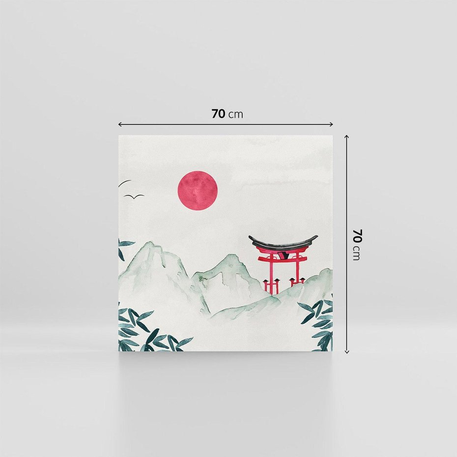Obraz na płótnie 70x70 - Słońce nad Górami - japoński krajobraz, góry