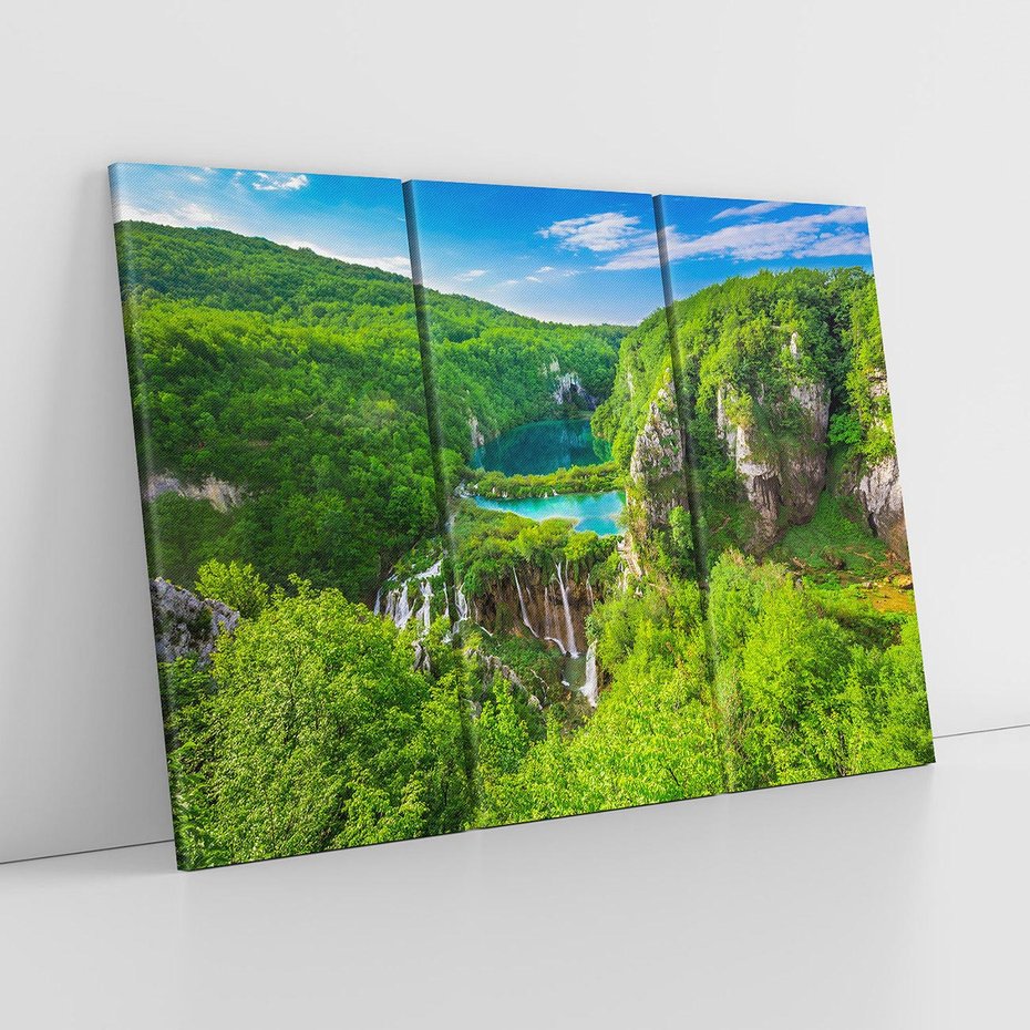Obraz na płótnie 120x80 - Jeziora Pitwickie: urok Chorwacji - Jeziora, Pitwickie