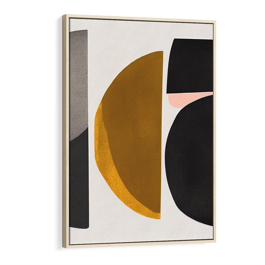 Obraz w ramie 80x120 - Tajemnice sztuki odkryte - geometryczne półkola, kształty - rama drewno