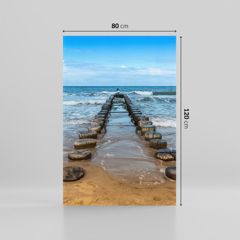 Obraz na płótnie 80x120 - Falochron na brzegu morza - falochron, morze