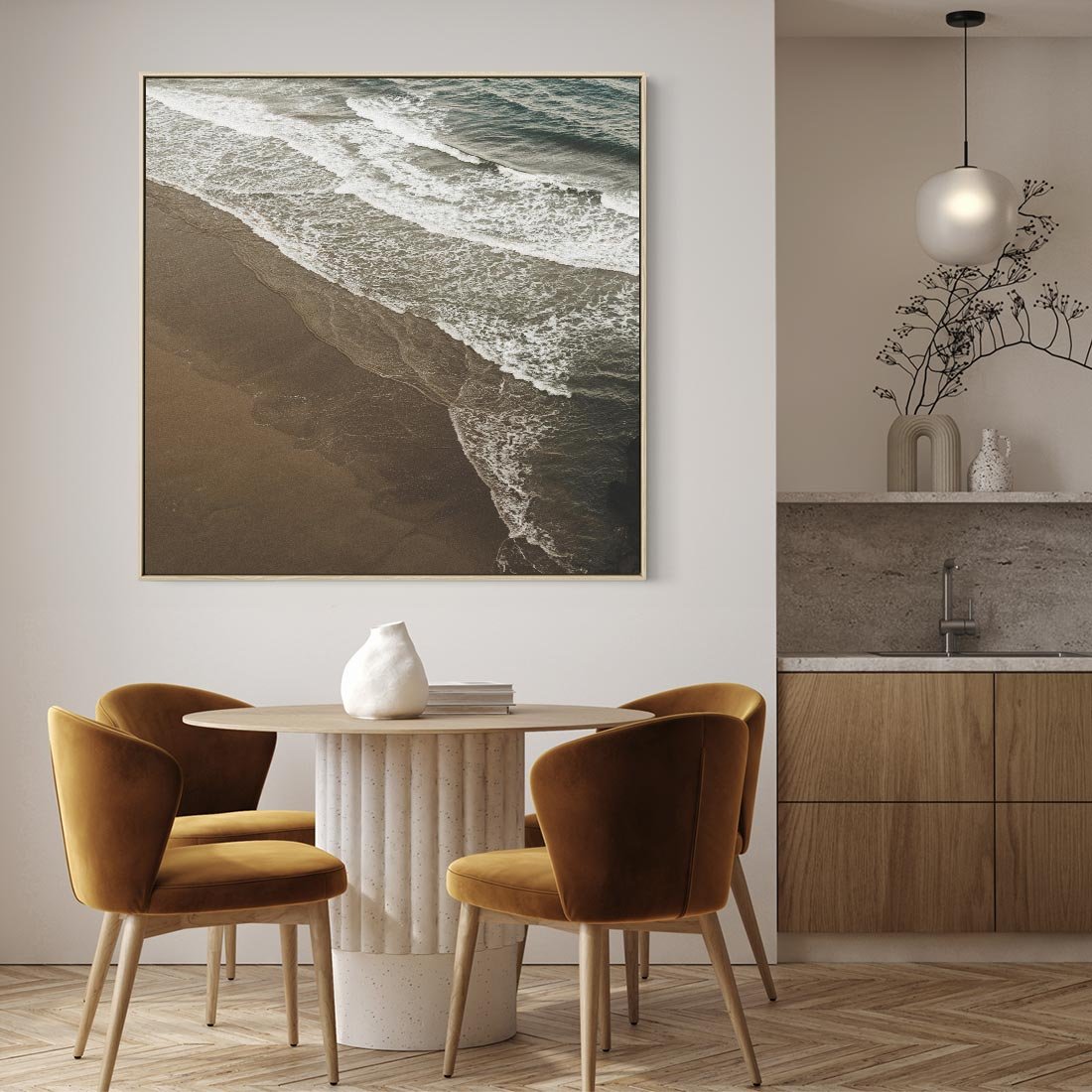 Obraz w ramie 50x50 - Spokój nad plażą - plaża, morze - rama drewno
