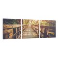 Obraz na płótnie 90x30 - Optyczne wrażenie na drewnianym moście - most, drewniany