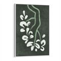 Obraz w ramie 80x120 - Rozkwitające Zielone Gałęzie - abstrakcyjne delikatne zielone linie, podobne do gałęzi kwiatów - rama biała