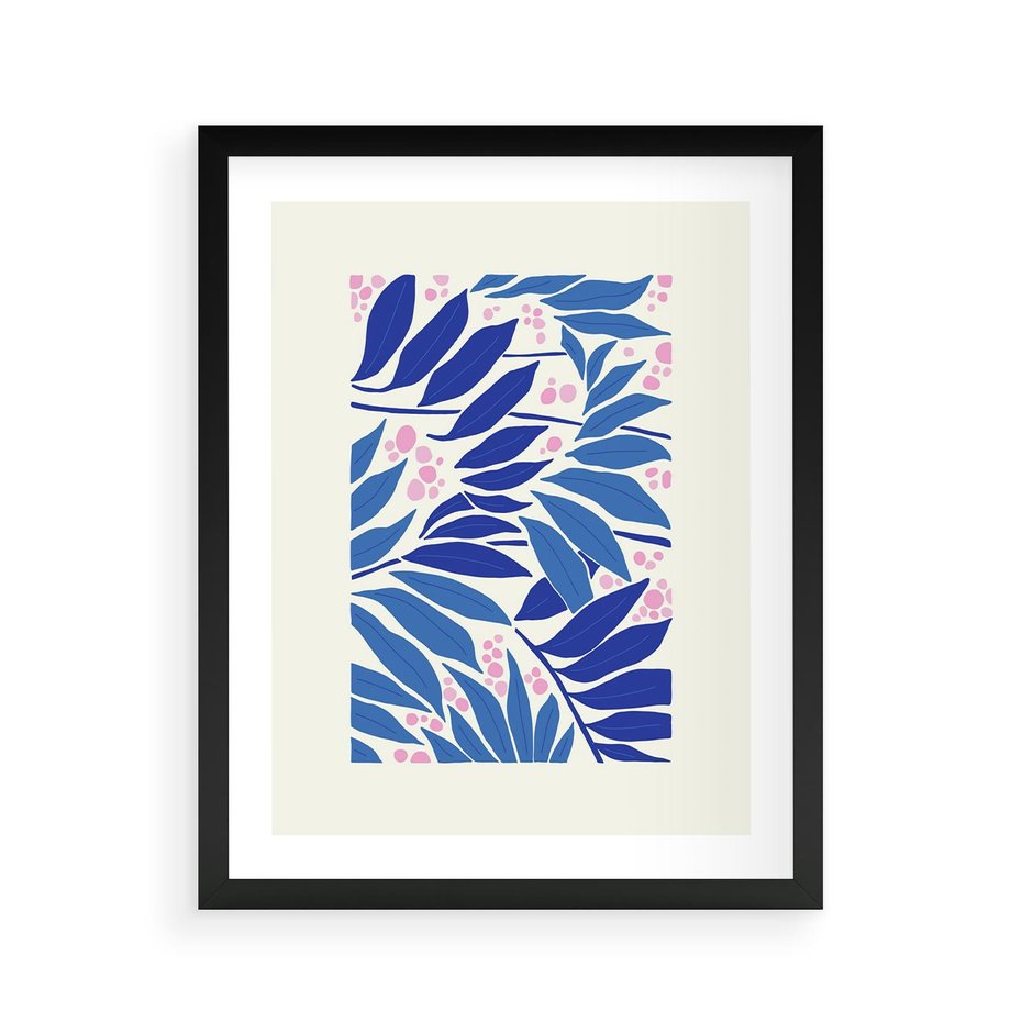 Plakat w ramie 40x50 - Kolorowy Wir - liściasta kompozycja, nowoczesny plakat - rama czarna