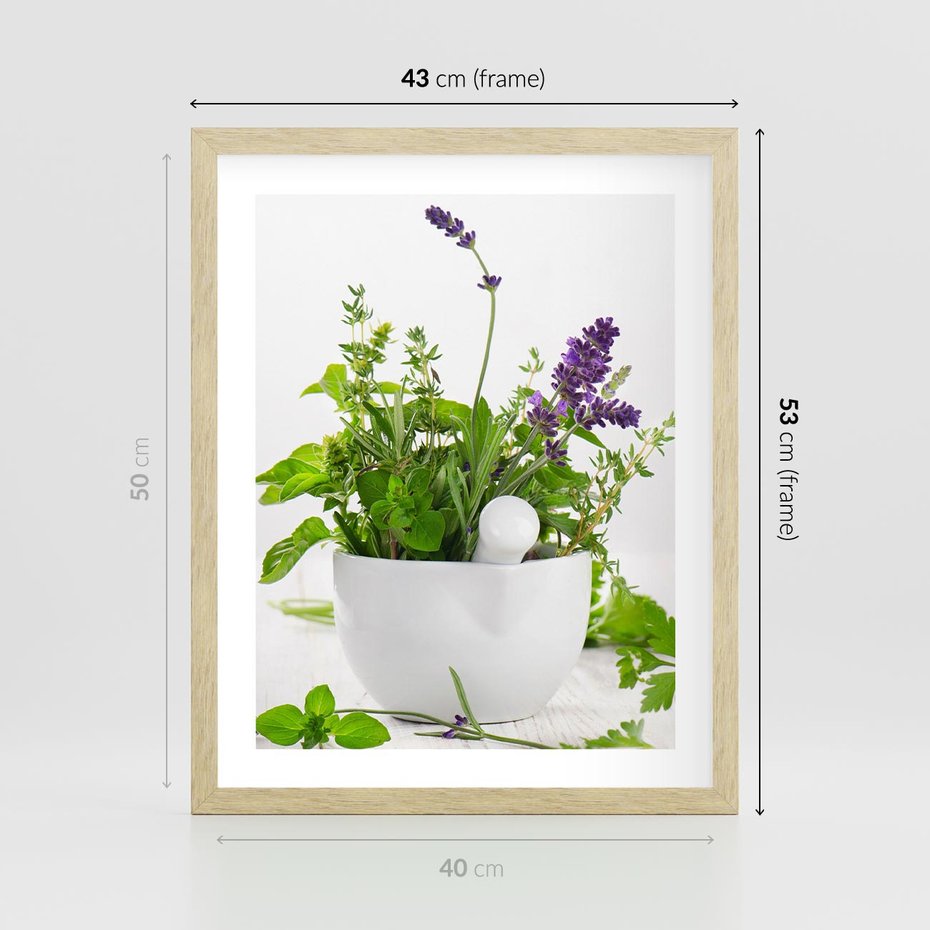 Plakat w ramie 40x50 - Kwiaty i zioła w restauracji - kwiaty, zioła - rama drewno