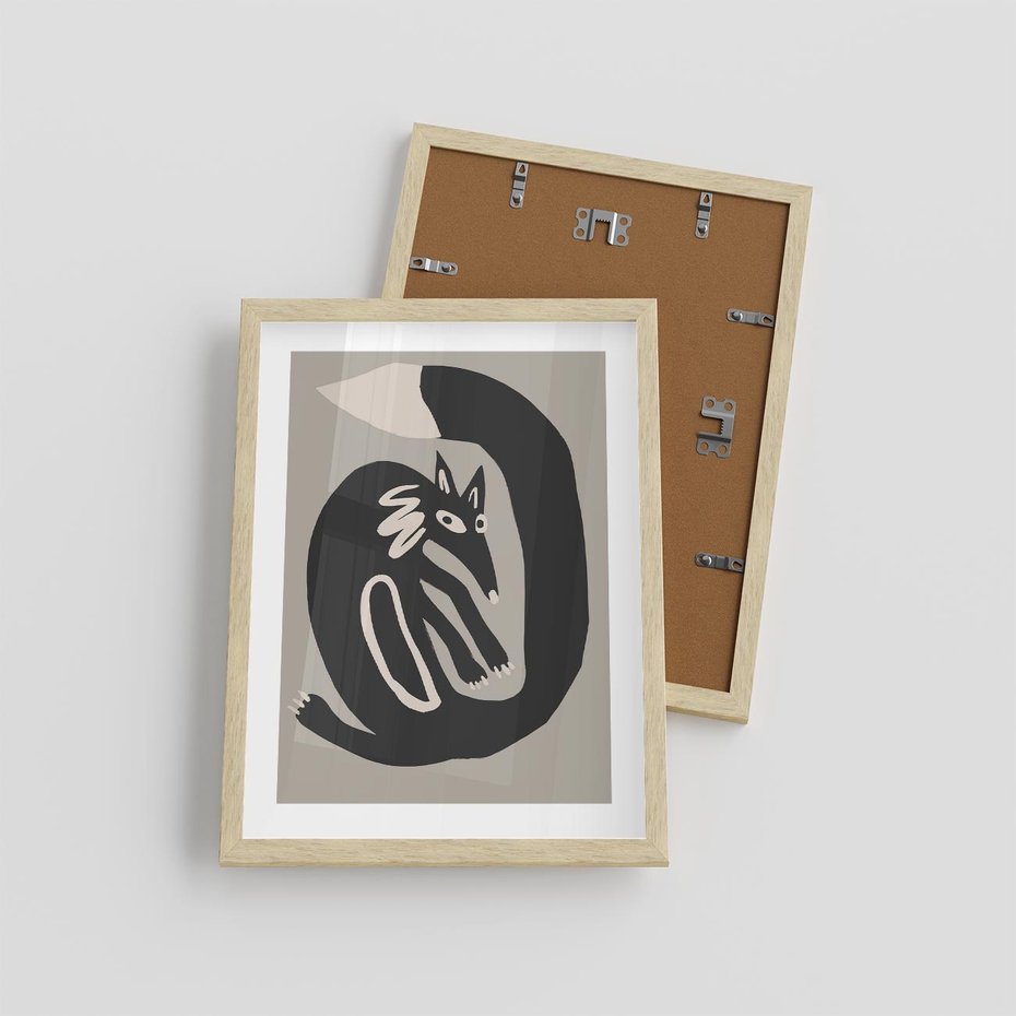 Plakat w ramie 30x40 - Migotliwe Echa Skandynawii - skandynawska sztuka, lis - rama drewno