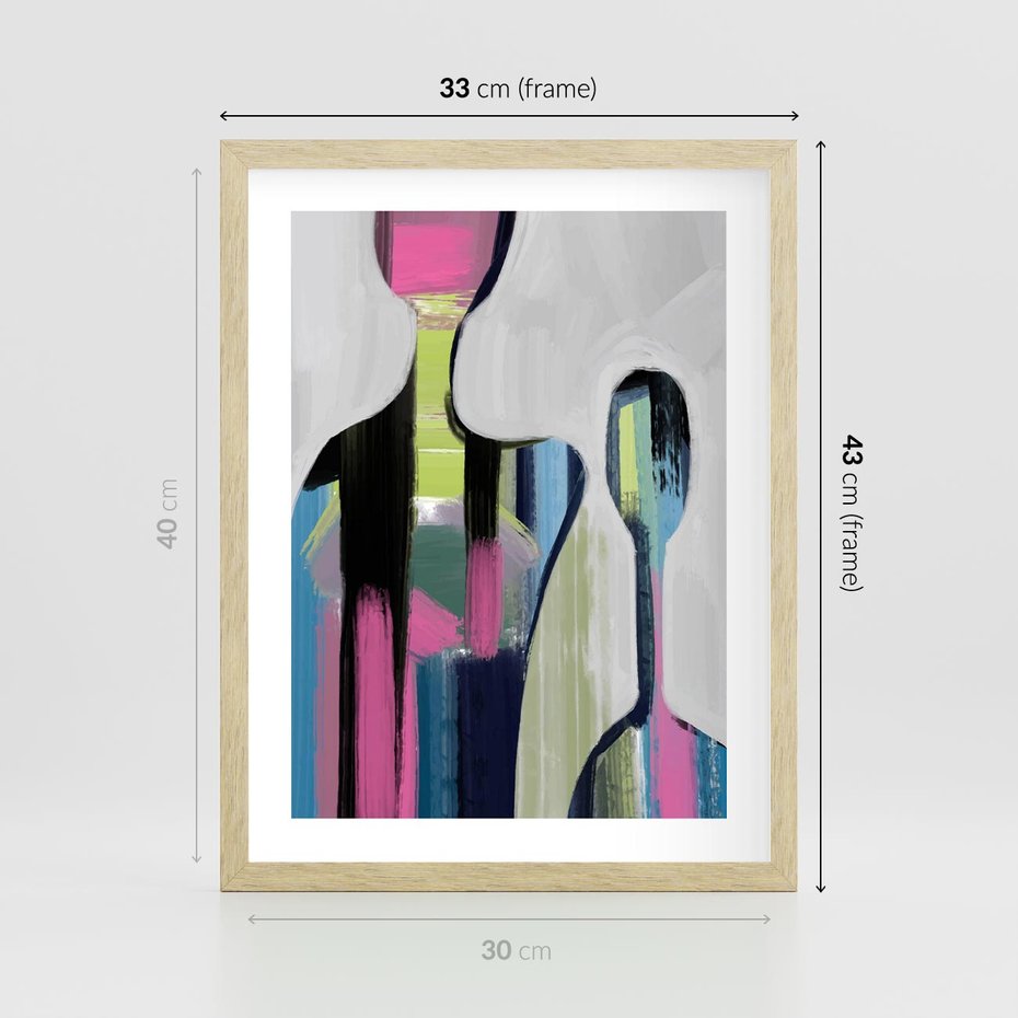 Plakat w ramie 30x40 - Wnętrza Kształtów - abstrakcyjna sztuka, nowoczesny obraz - rama drewno