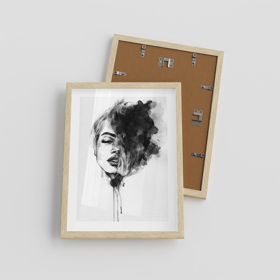 Plakat w ramie 30x40 - Kobieta w akwareli - kobieta, akwarela - rama drewno