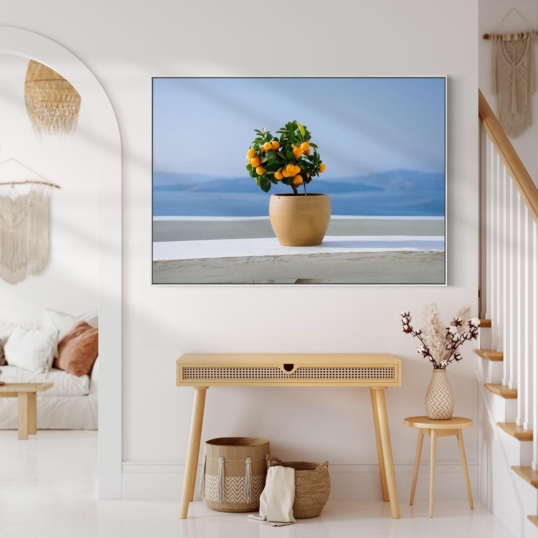 Obraz w ramie 70x50 - Uroki Santorini - Santorini, Grecja - rama biała