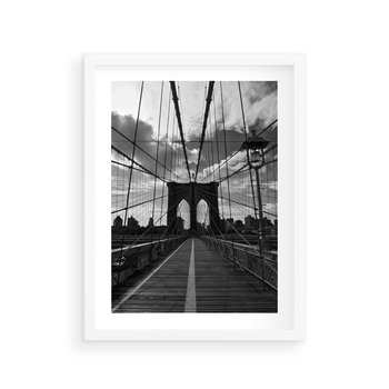 Plakat w ramie 50x70 - Most Nowoczesności - most, nowoczesny - rama biała