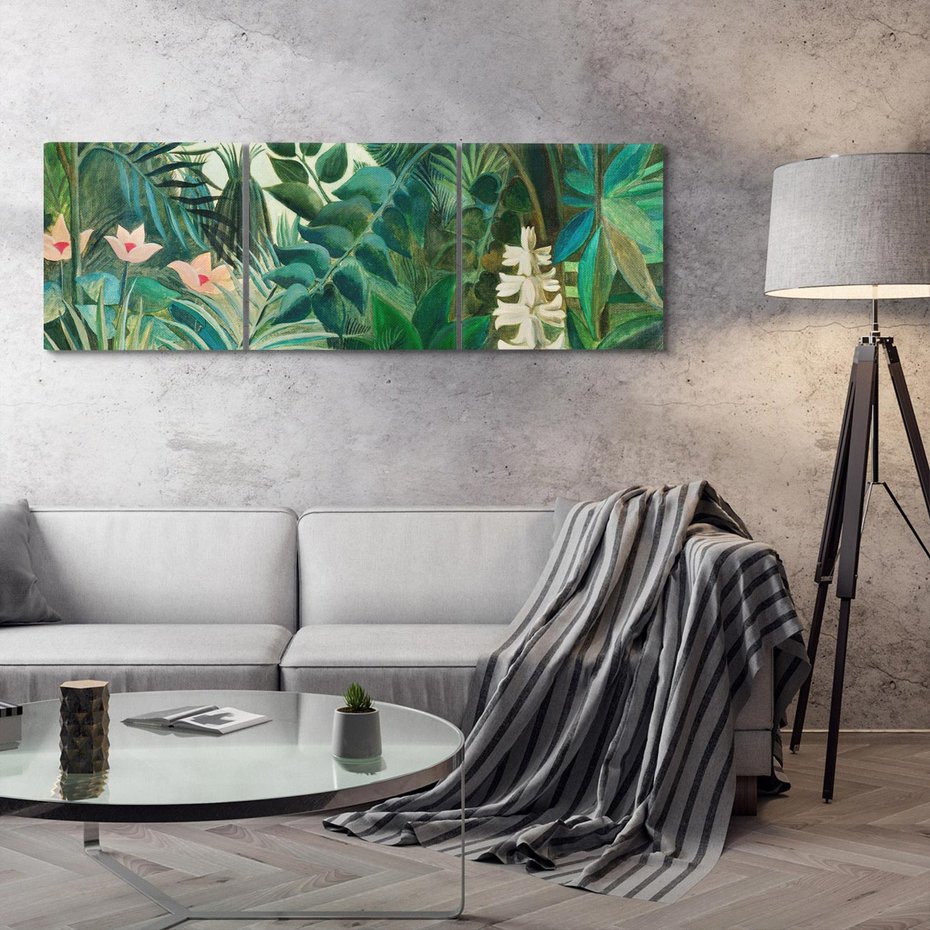 Obraz na płótnie 90x30 - "The Equatorial Jungle " (1909) Henri Rousseau - Reprodukcja - reprodukcja, obraz na płótnie