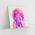 Obraz na płótnie 40x40 - Kwiaty we Włosach - różowa postać, grafika