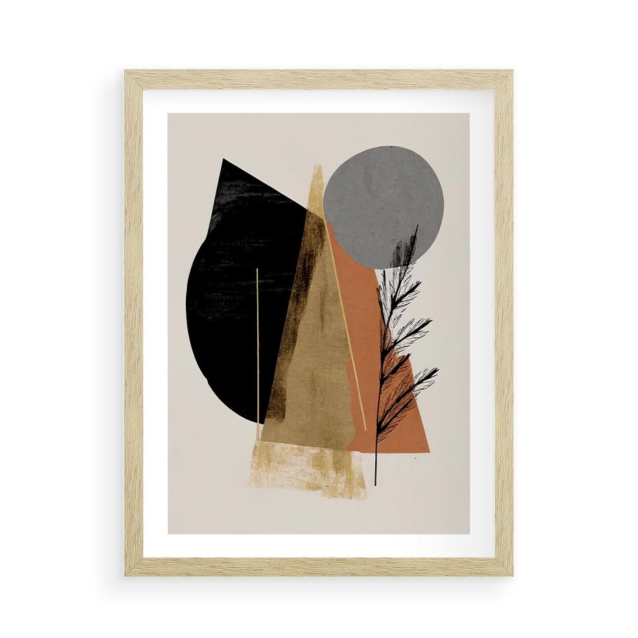 Plakat w ramie 50x70 - Wibracje Barw Ziemi - abstrakcyjny obraz, dziwne formy - rama drewno