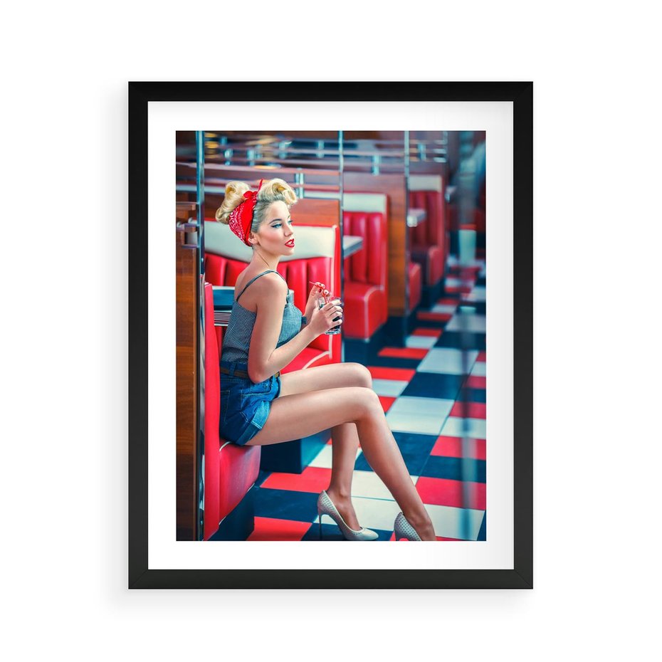 Plakat w ramie 40x50 - Stylowa Elegancja - retro, pinup - rama czarna