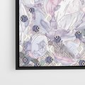 Obraz w ramie 50x50 - Malowane oddechy istnienia - pomieszane tekstury, kwiatowe elementy - rama czarna