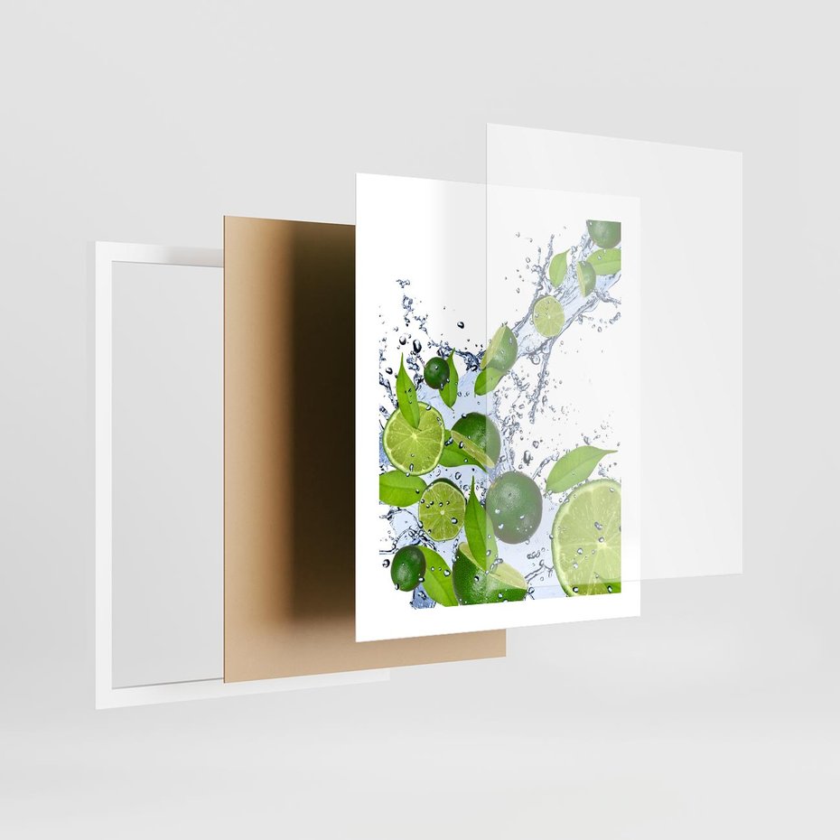 Plakat w ramie 40x50 - Cytrusowa Świeżość - limonki, cytryny - rama biała